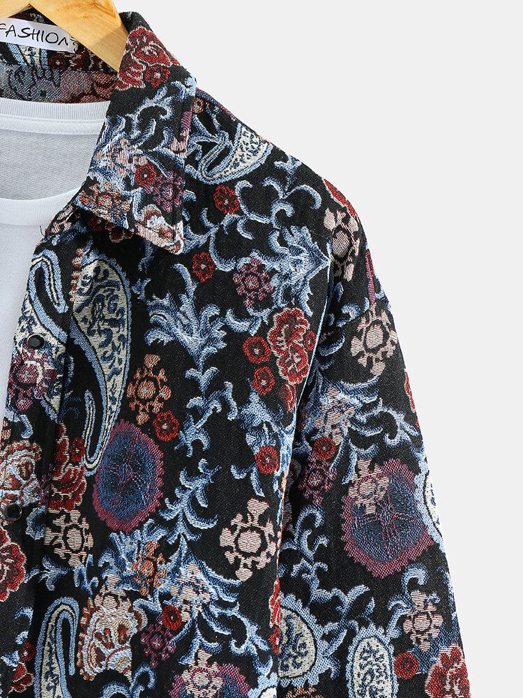 Herren-hemdjacke Im Ethnischen Stil Mit Paisley-muster Und Geknöpftem Revers