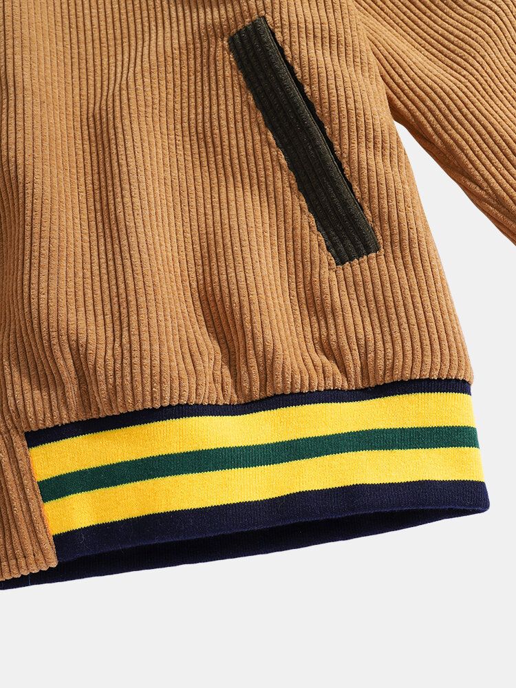 Lässige Varsity-jacke Mit Retro-fleece R Für Herren Mit Kordsamt-revers