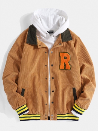 Lässige Varsity-jacke Mit Retro-fleece R Für Herren Mit Kordsamt-revers