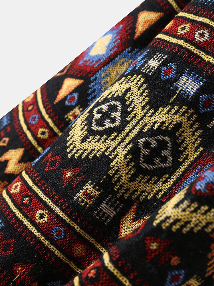 Männer Tribal Pattern Retro Button Up Langarm Freizeitjacken