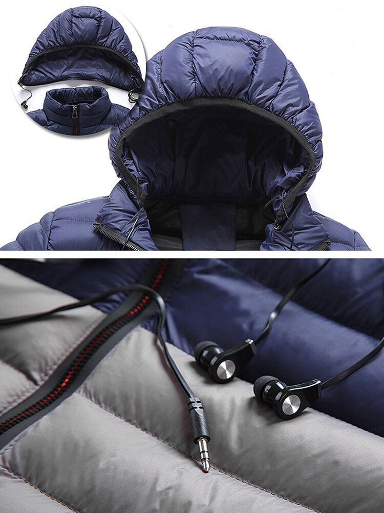 Warme Wattierte Dicke Lässige Outdoor-pufferjacke Mit Reißverschluss Für Herren In Kontrastfarbe