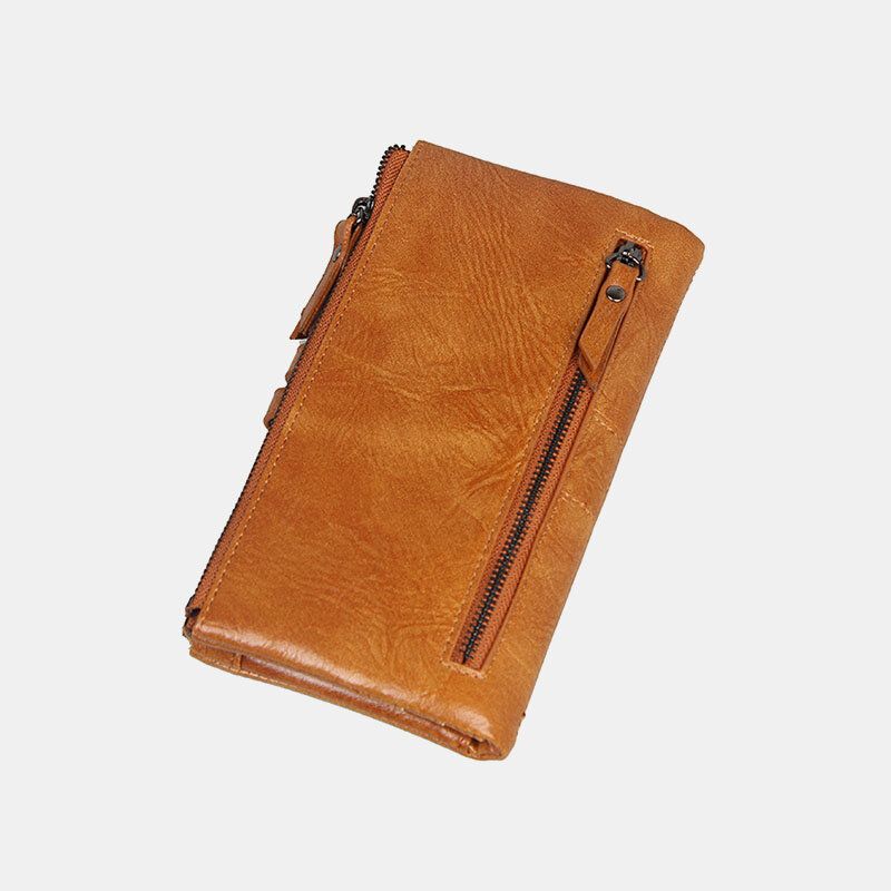 Damen Multi-slots 12 Kartenfächer Zipper Bifold 6.3inch Phone Long Wallet