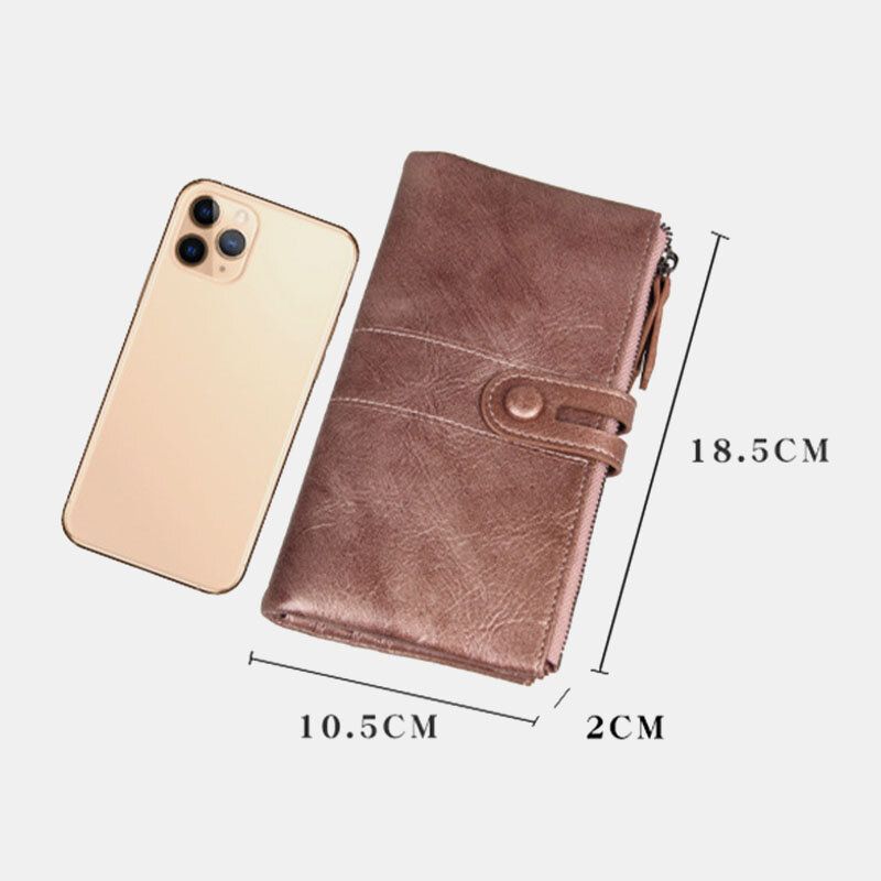 Damen Multi-slots 12 Kartenfächer Zipper Bifold 6.3inch Phone Long Wallet