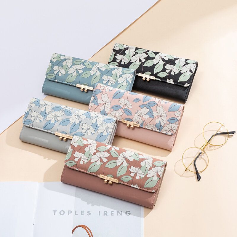 Damen Pflanzen 9 Kartenfächer Floral Trifold Portemonnaie