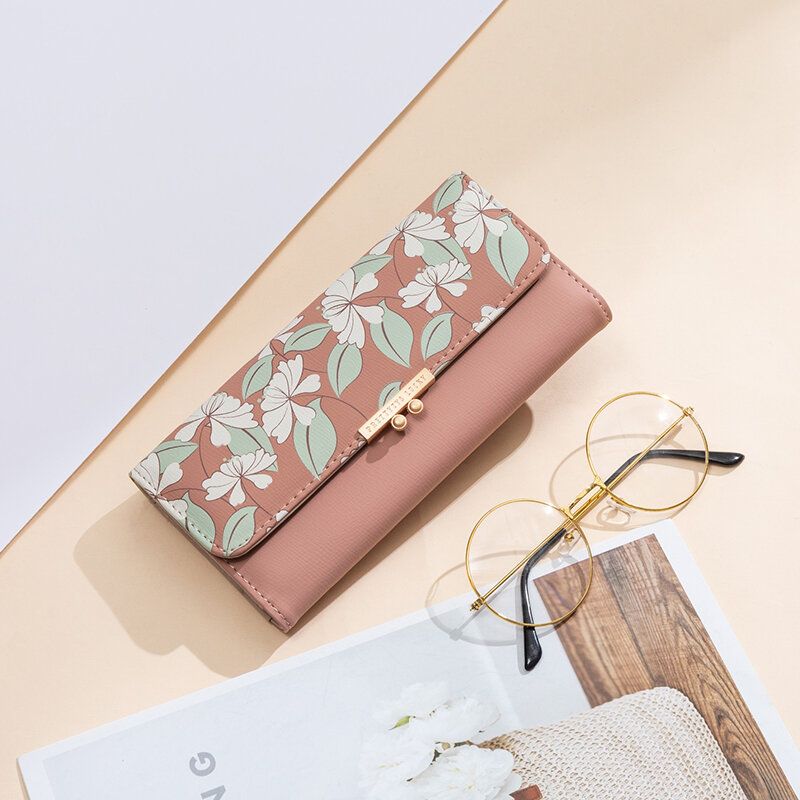 Damen Pflanzen 9 Kartenfächer Floral Trifold Portemonnaie