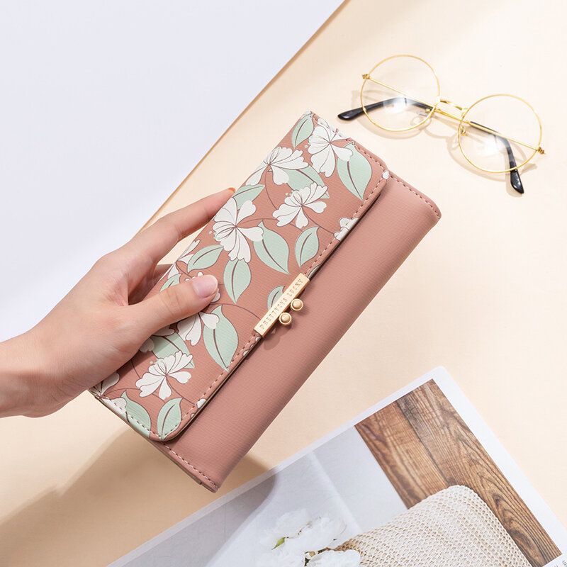 Damen Pflanzen 9 Kartenfächer Floral Trifold Portemonnaie