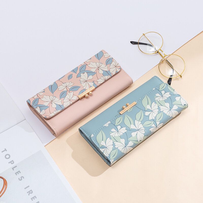 Damen Pflanzen 9 Kartenfächer Floral Trifold Portemonnaie