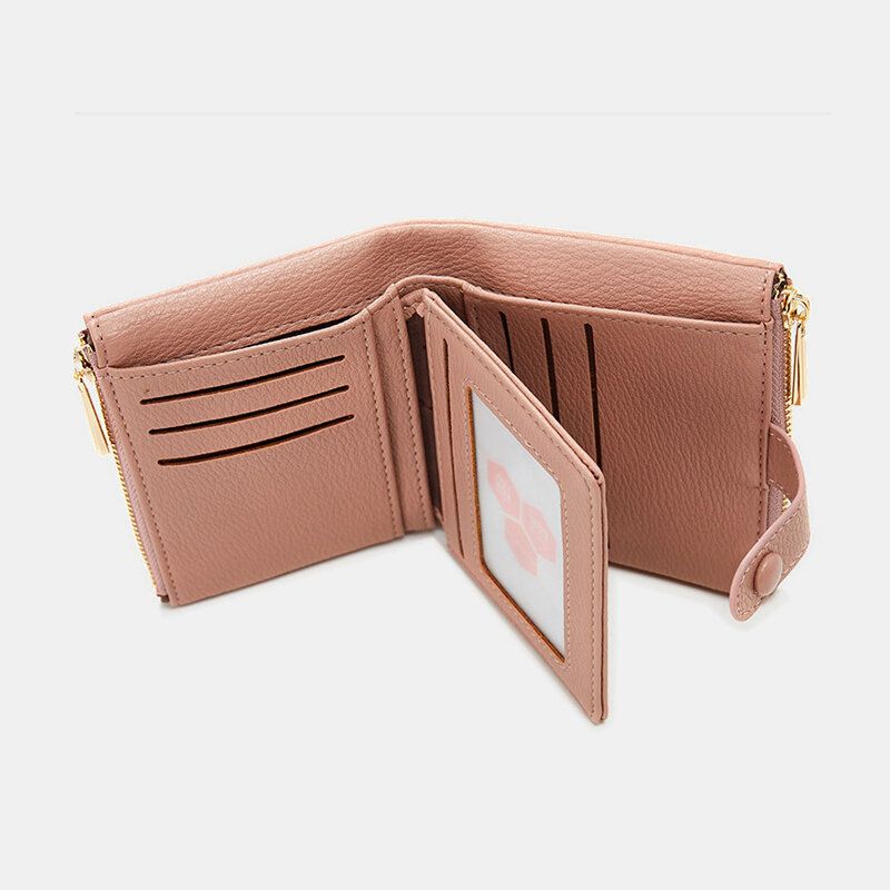 Damen Pu-leder Multi-slot Hand Carry Short Wallet Clutch Geldbörse