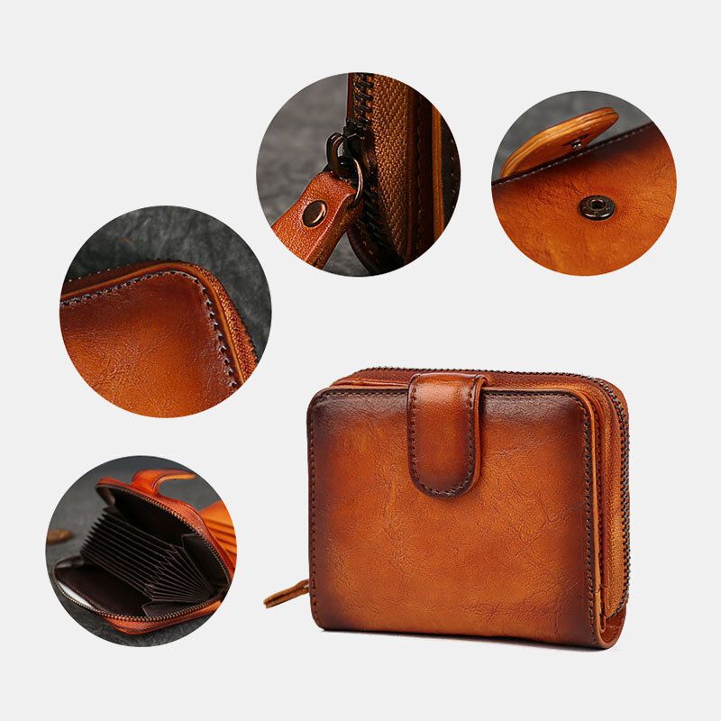 Ekphero Herren Retro Weiches Leder Kurz Multifunktion Multi-kartensteckplatz Kartenetui Geldscheinklammer Geldbörse Brieftaschen