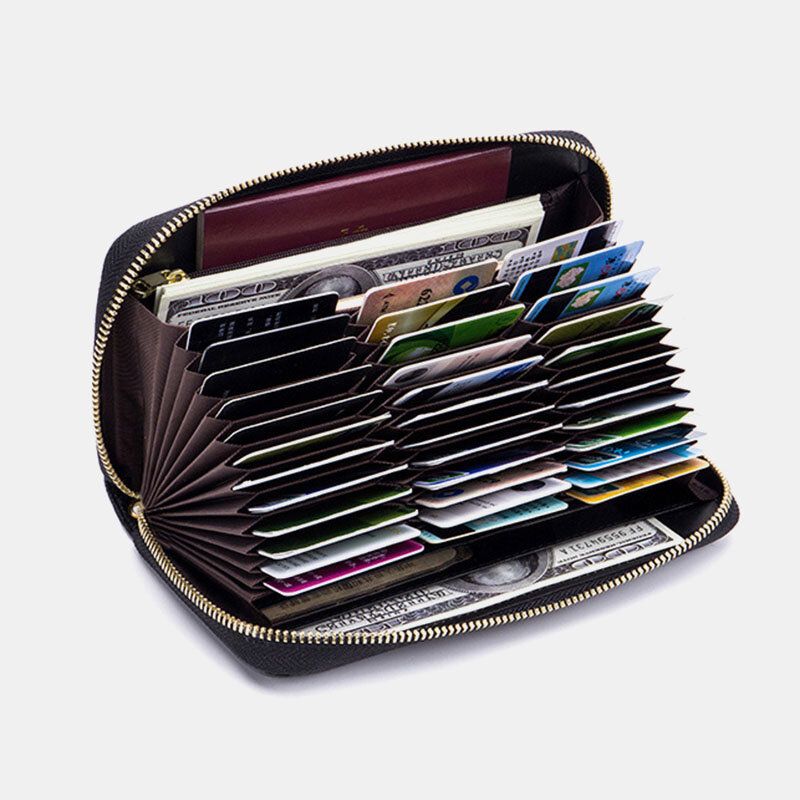 Frauen Echtes Leder Rfid Organ Design Multi-card Slot Clutch Geldbörse Lange Geldbörse