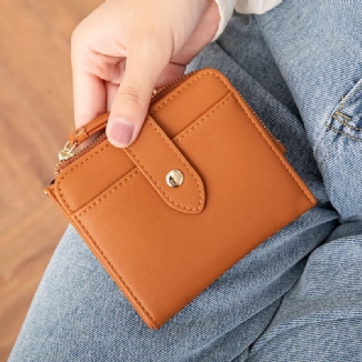 Frauen Pu-leder Bifold Haspe Multi-kartensteckplatz Retro Kurzer Kartenhalter Kupplung Geldbörsen Mit Handschlaufe