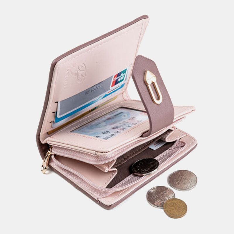 Frauen Wave Textur Pu-leder Reißverschluss Hasp Bifold Wallet Multi-card Slots Kartenhalter Short Coin Purse