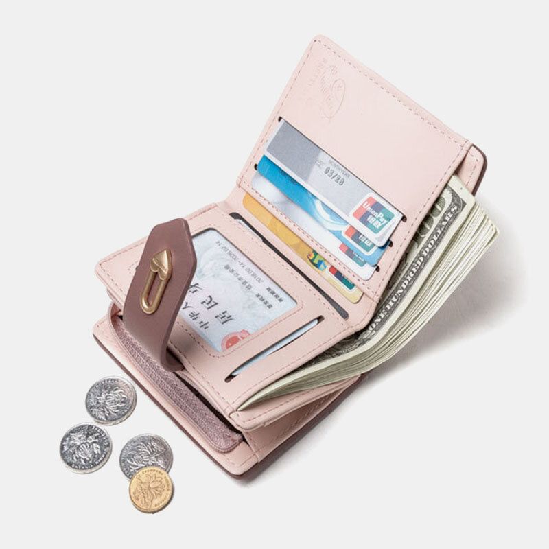 Frauen Wave Textur Pu-leder Reißverschluss Hasp Bifold Wallet Multi-card Slots Kartenhalter Short Coin Purse