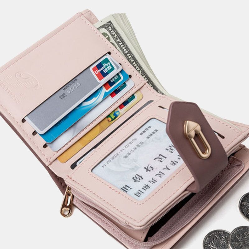 Frauen Wave Textur Pu-leder Reißverschluss Hasp Bifold Wallet Multi-card Slots Kartenhalter Short Coin Purse