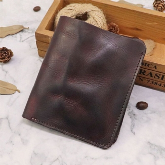 Herren Bifold Vertical Rindsleder Fold Wallet Retro Multi-kartensteckplatz Kartenhalter Geldscheinklammer Mini-geldbörse