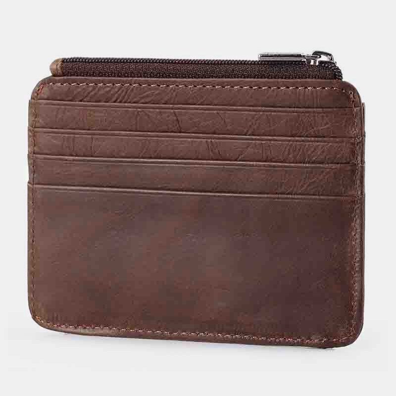 Herren Echtes Leder 11 Kartenfächer Kartenhalter Mini-reißverschluss Geldbörse Clutch Geldbörsen