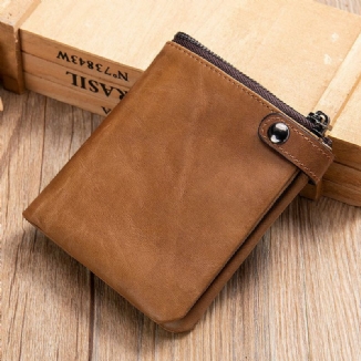 Herren-echtleder-weinlese-reißverschluss-haspen-geldbörse Mehrere Kartenfächer Bifold Short Wallet