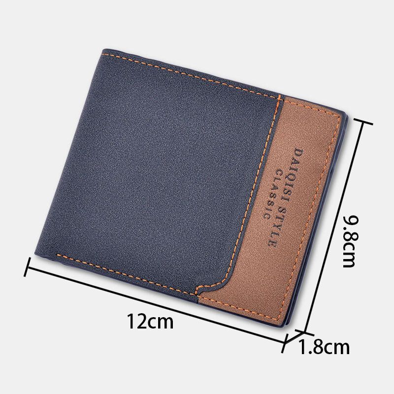 Herren Kunstleder Bifold Multi-slots Color Matching Frosted Short Wallet