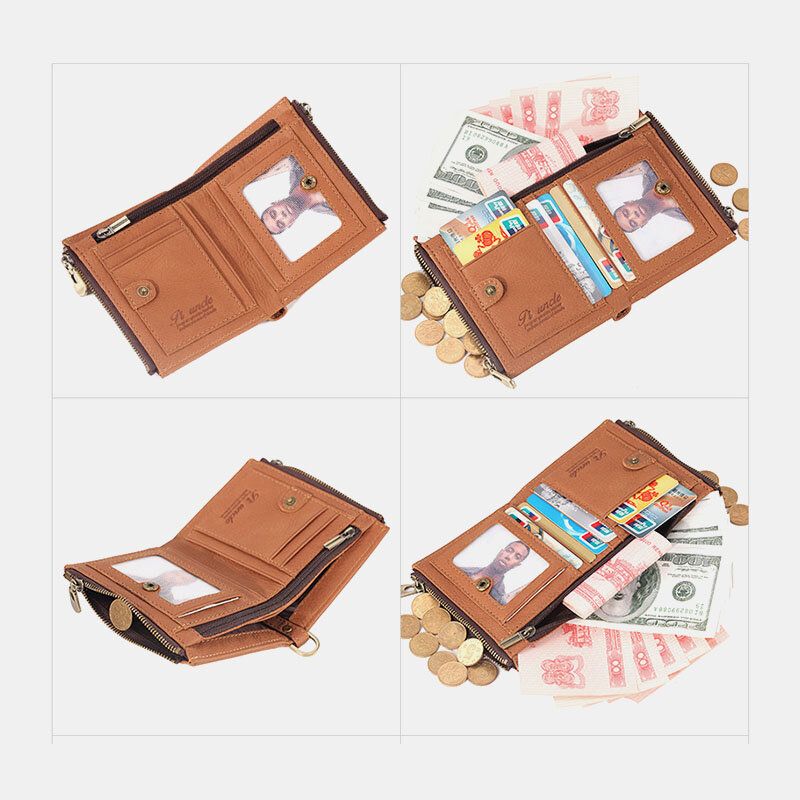 Herren Kurz Bifold Rfid Blocking Minimalist Wallet Retro Multi-card Slot Kartenhalter Rindsleder-führerschein-geldbörse