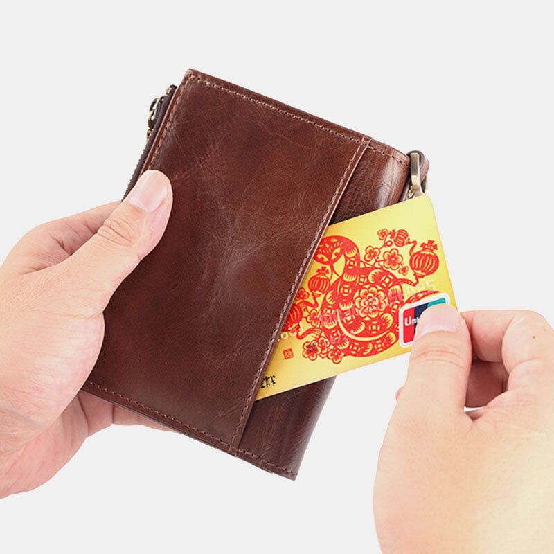 Herren Kurz Bifold Rfid Blocking Minimalist Wallet Retro Multi-card Slot Kartenhalter Rindsleder-führerschein-geldbörse