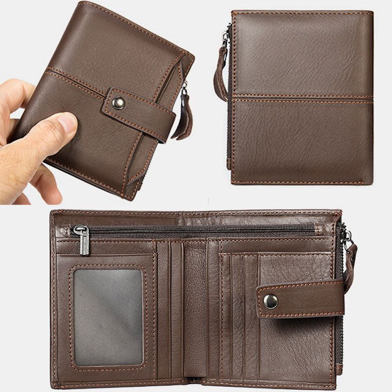 Herren Kurz Bifold Rfid Blocking Wallet Retro Casual Multi-card Slot Kartenhalter Rindsleder Führerschein Wallet