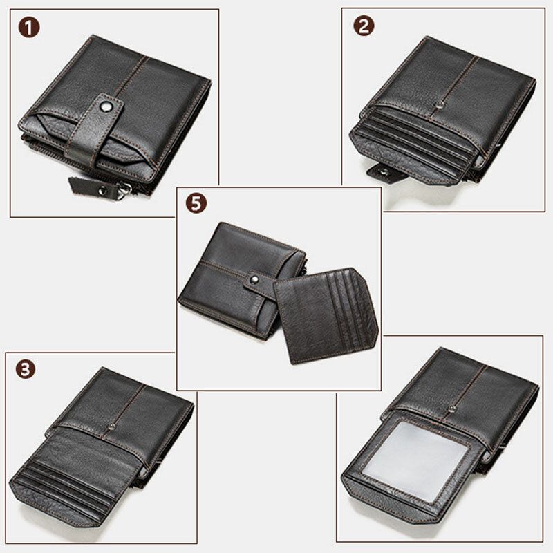 Herren Kurz Bifold Rfid Blocking Wallet Retro Casual Multi-card Slot Kartenhalter Rindsleder Führerschein Wallet