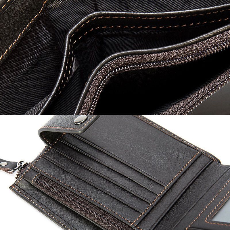 Herren Kurz Bifold Rfid Blocking Wallet Retro Casual Multi-card Slot Kartenhalter Rindsleder Führerschein Wallet