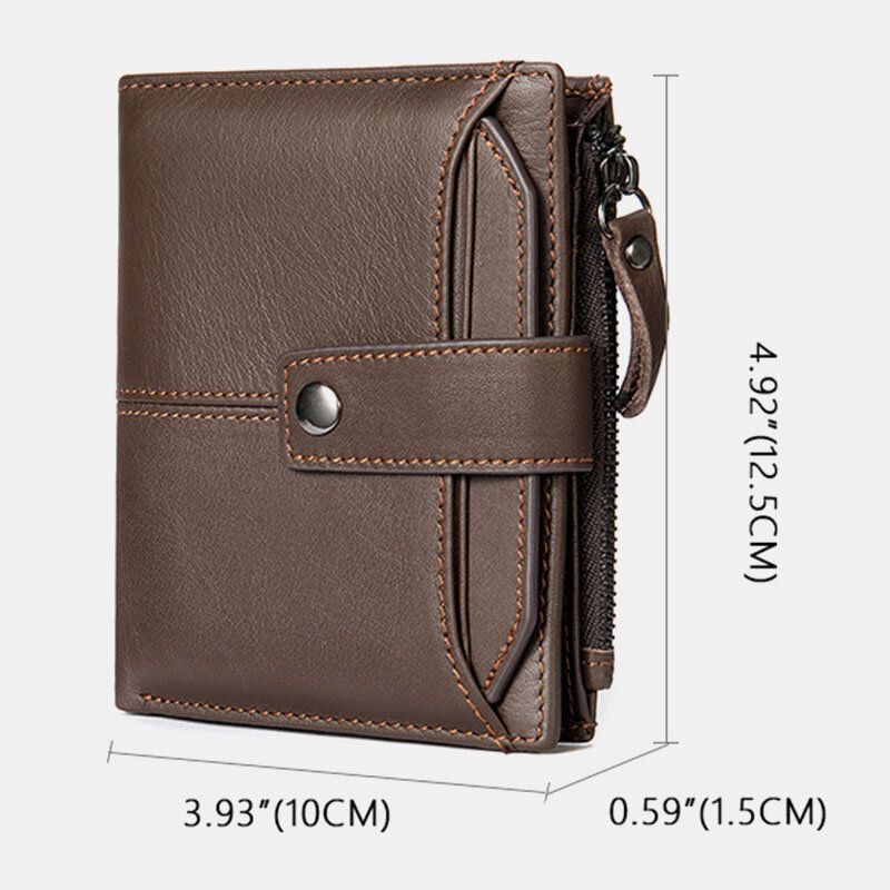 Herren Kurz Bifold Rfid Blocking Wallet Retro Casual Multi-card Slot Kartenhalter Rindsleder Führerschein Wallet