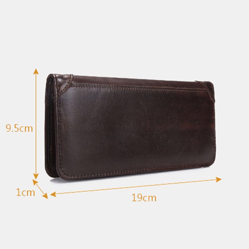 Herren Retro Lange Bifold Echtleder Brieftasche Casual 12 Kartenfächer Kartenhalter Geldscheinklammer Clutch Bag