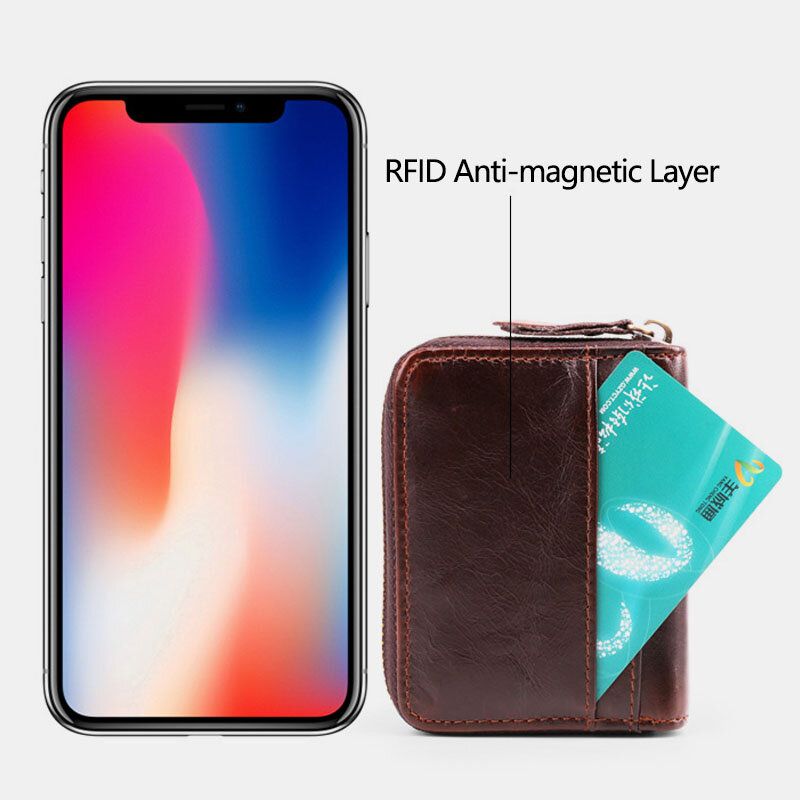 Herren Rindsleder Organ Wallet Rfid Antimagnetischer Multi-card Slot Kartenhalter Geldscheinklammer Kartenetui