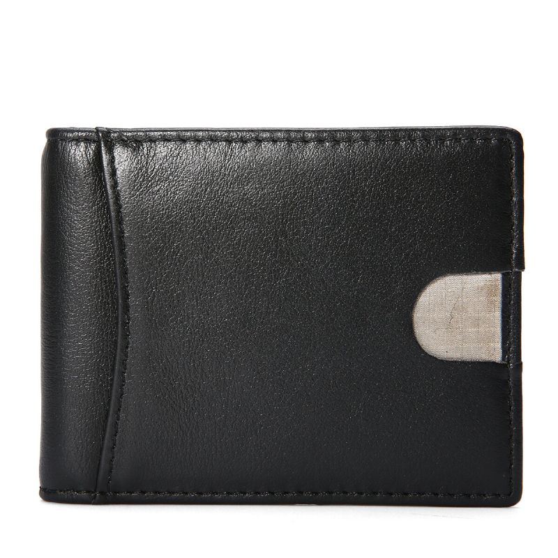 Herren Slim Bifold Rfid Blocking Wallets Retro Casual Echtes Leder Kurz Multi-kartensteckplatz Kartenhalter Geldscheinklammer