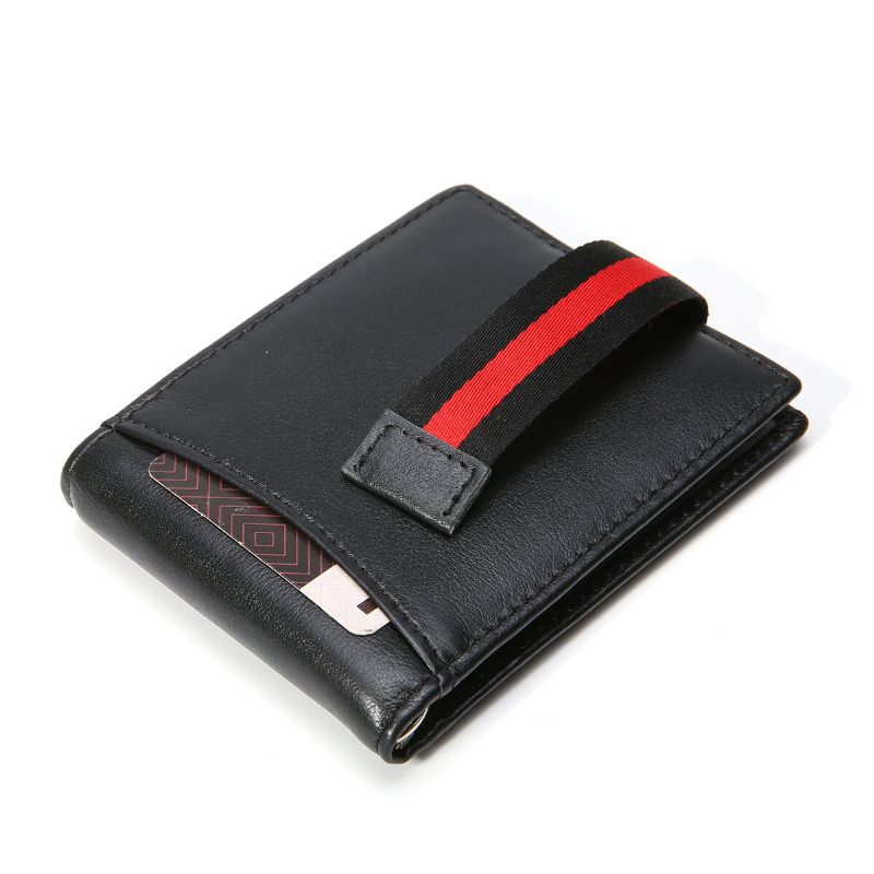 Herren Slim Bifold Rfid Blocking Wallets Retro Casual Echtes Leder Kurz Multi-kartensteckplatz Kartenhalter Geldscheinklammer