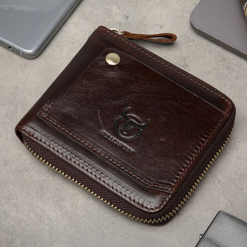 Männer Echtes Leder Multifunktions-bifold-reißverschluss-geldbörsen Rfid Anti-magnetic Multi-card-slot-kartenhalter-geldbörse