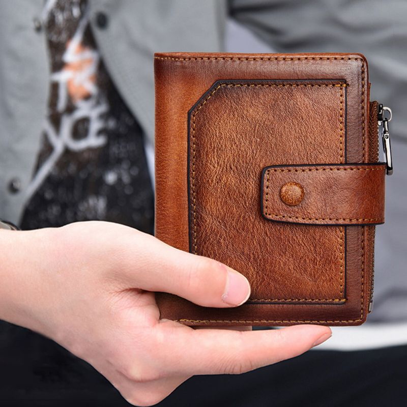 Männer Echtes Leder Vintage Rfid Geldbörse Mit Großer Kapazität Mehrere Kartenfächer Design Geldbörse