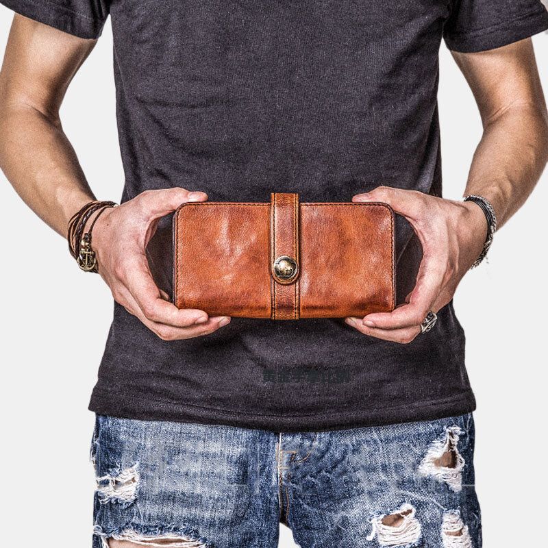 Männer Lange Bifold Multi-kartensteckplatz Kartenhalter Vintage Pu-leder 6.5 Zoll Handytasche Geldscheinklammer Brieftasche