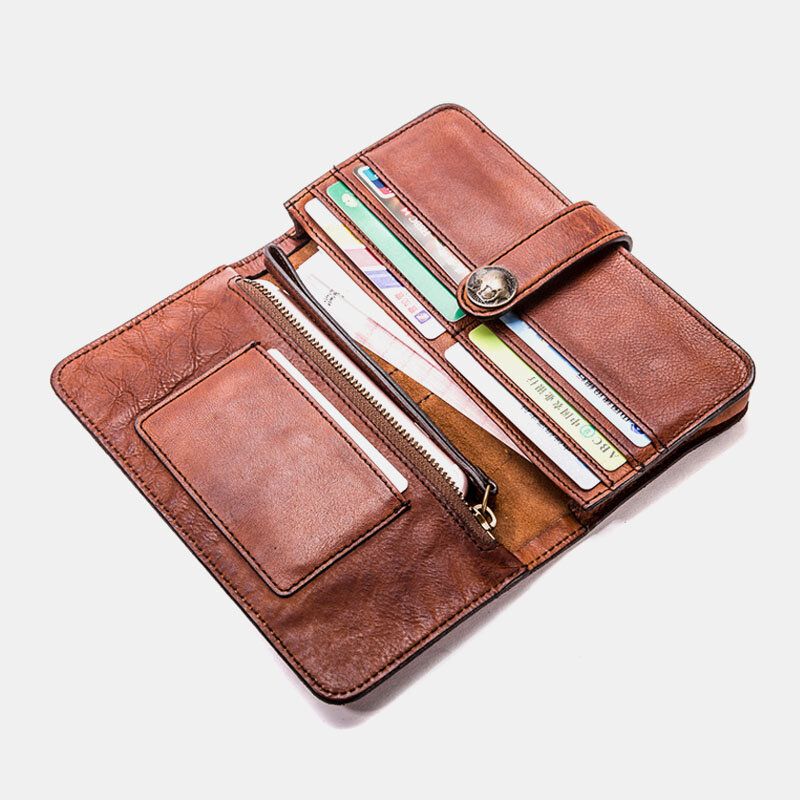 Männer Lange Bifold Multi-kartensteckplatz Kartenhalter Vintage Pu-leder 6.5 Zoll Handytasche Geldscheinklammer Brieftasche