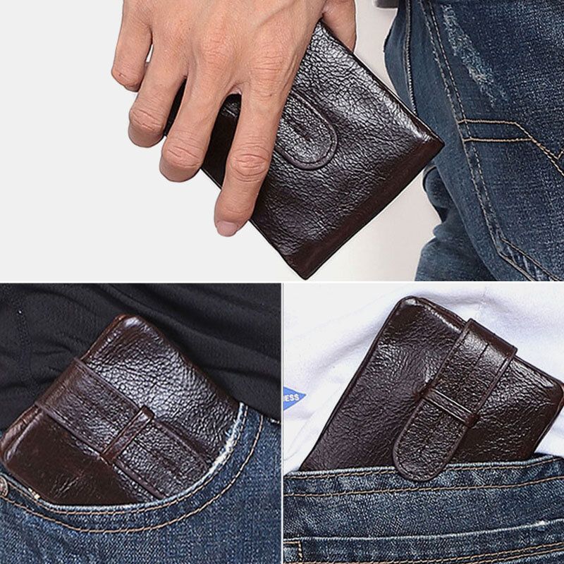 Männer Oil Wax Leather Short Foldable Wallet Retro Fashion Thin Bifold Clutch Wallet Coin Purse Card Holder Money Clip