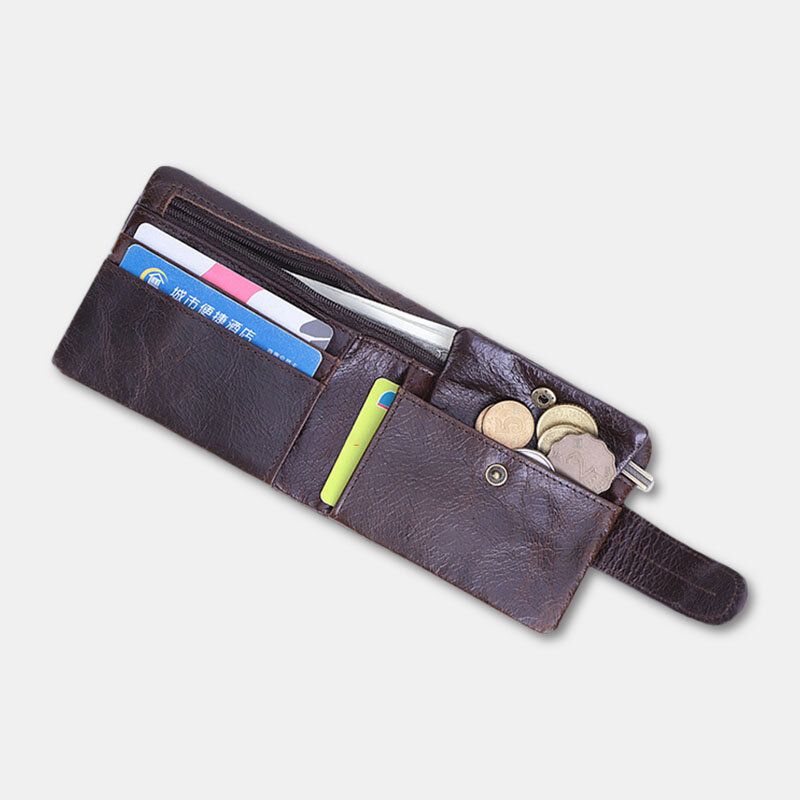 Männer Oil Wax Leather Short Foldable Wallet Retro Fashion Thin Bifold Clutch Wallet Coin Purse Card Holder Money Clip