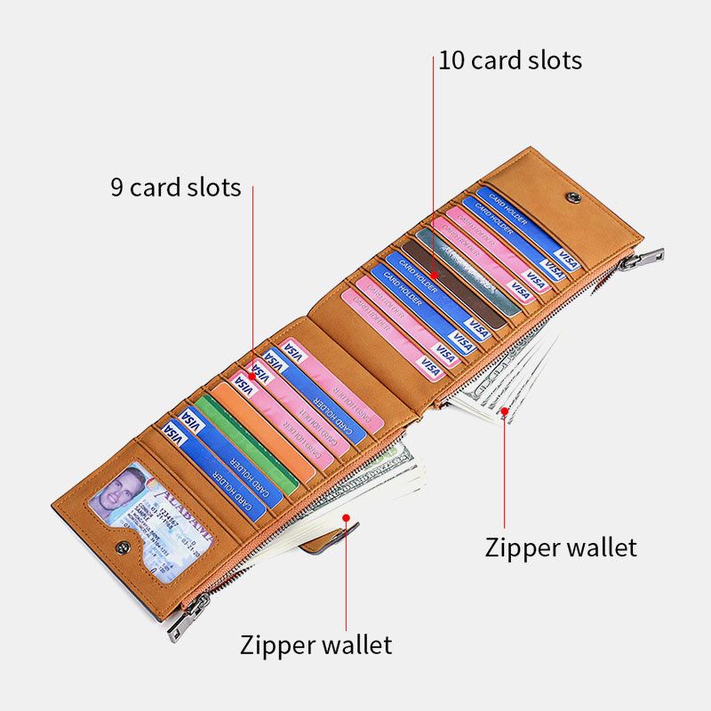 Männer Vintage Rfid Anti-diebstahl-sim-kartensteckplatz 19 Kartensteckplätze Kartenhalter Geldbörse