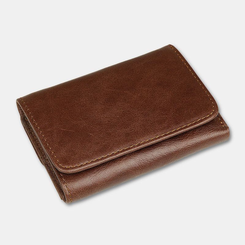 Männer Vintage Rfid Antimagnetische Rindsleder Brieftasche Trifold Short Multi-kartenfächer Kartenetui Führerschein Brieftasche