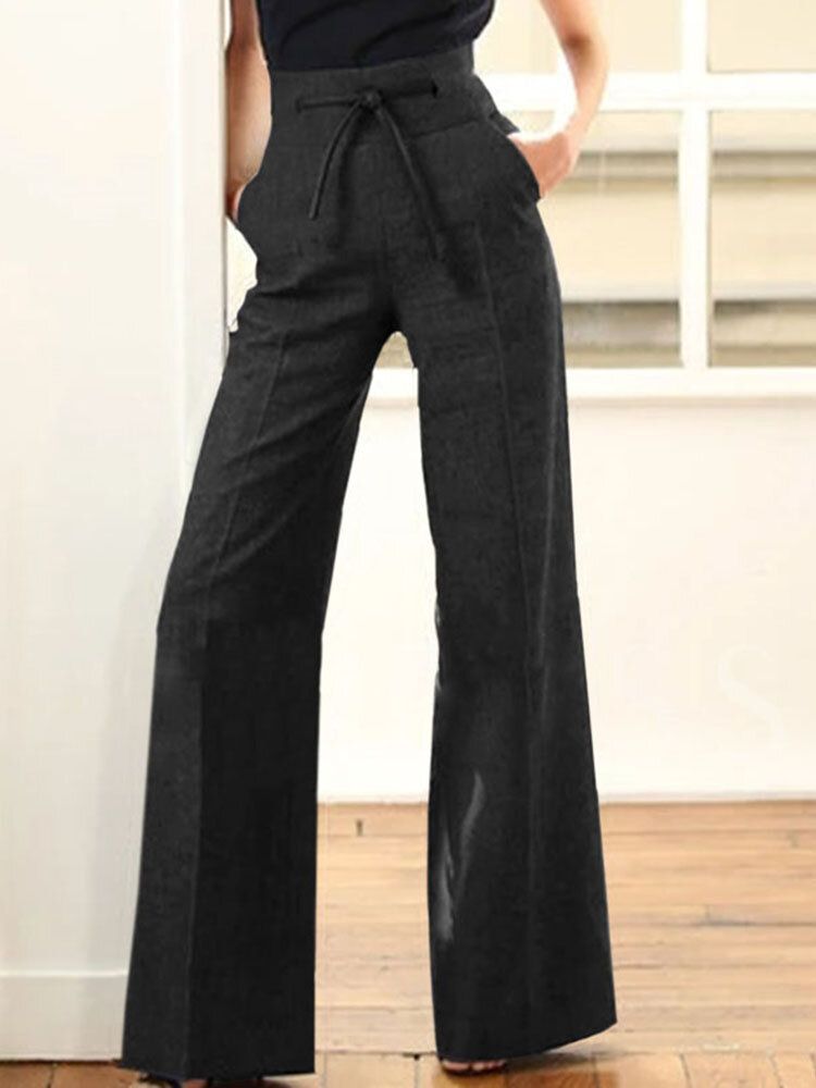 Damenhose Mit Kordelzug Und Hoher Taille Gerade Bootcut-hose Mit Taschen