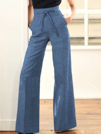 Damenhose Mit Kordelzug Und Hoher Taille Gerade Bootcut-hose Mit Taschen