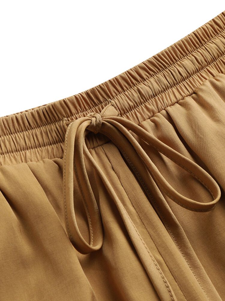 Damenhose Mit Lockerer Schnürung Elastischer Taille Seitlicher Tasche Und Maxi-länge