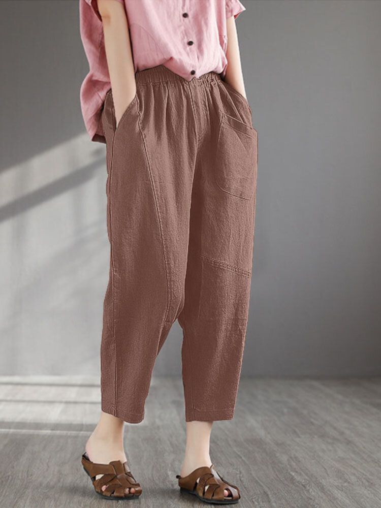 Frauen 100 % Baumwolle Wide-legged Solid Color Harlan Casual Pyjamas Neunte Hose