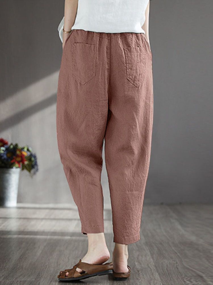 Frauen 100 % Baumwolle Wide-legged Solid Color Harlan Casual Pyjamas Neunte Hose