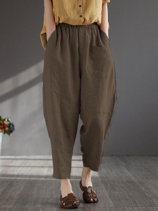 Frauen 100 % Baumwolle Wide-legged Solid Color Harlan Casual Pyjamas Neunte Hose