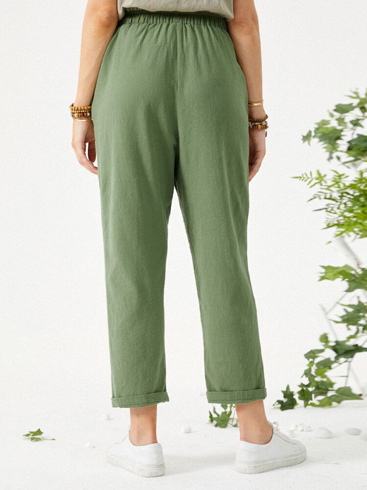 Solide Kordelzugbundhose Mit Tasche Für Damen