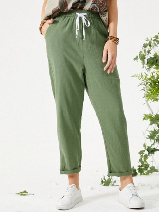 Solide Kordelzugbundhose Mit Tasche Für Damen