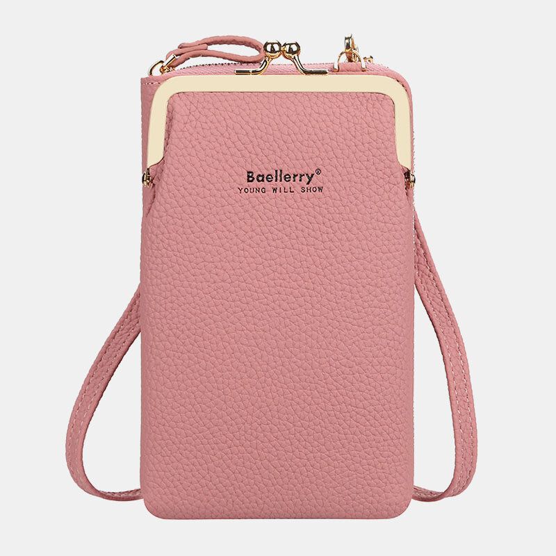 Baellerry Damen Lychee Muster 6 Kartenfächer 6.5 Zoll Handytasche Umhängetasche