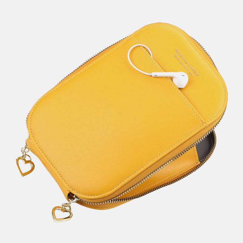 Damen 4 Kartenfächer 6.5 Zoll Handytasche Oval Bag Umhängetasche